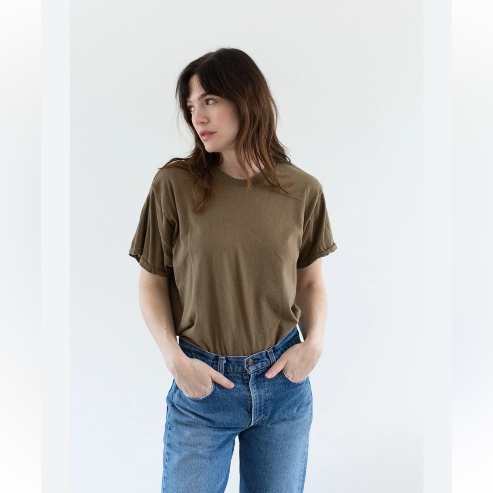 We The Free Olive Green/ Brown 100% Cotton Tshirt Oversized Top